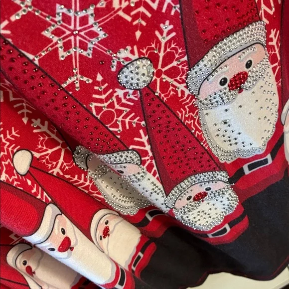 Onque Casual sz 2X Red Santa Claus V-Neck Top euc - Picture 5 of 6